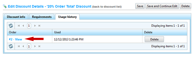 NopCommerce discount history